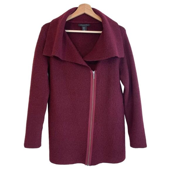 Tahari Wool Blend Asymmetrical Zip Sweater - Picture 1 of 6